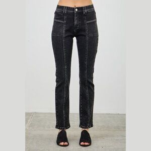 Mid Rise Slim Straight In Black Acid